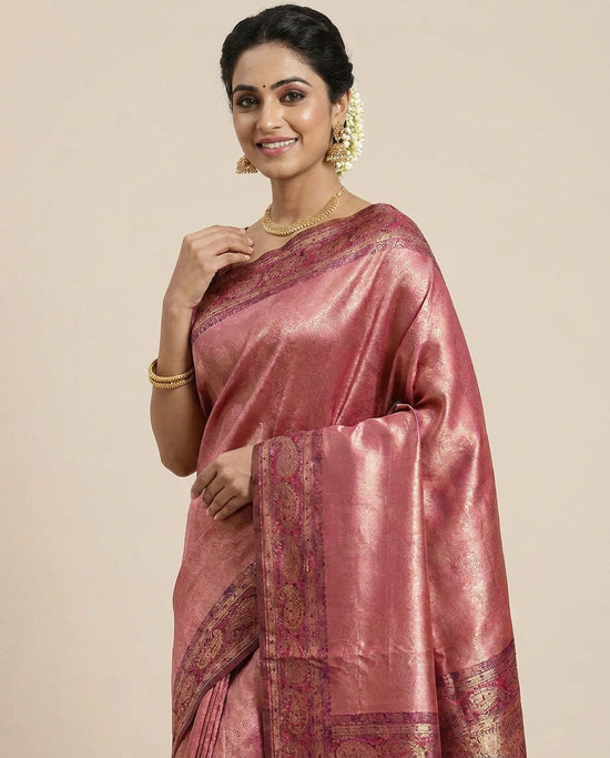 South Weave Saree with Woven Border - Rangoli India