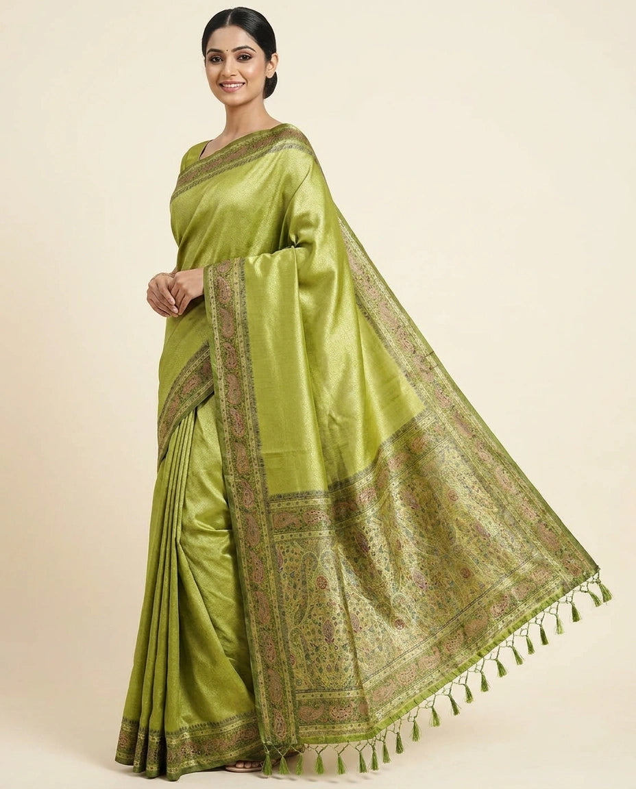 South Weave Saree with Woven Border - Rangoli India