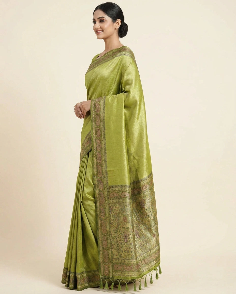 South Weave Saree with Woven Border - Rangoli India