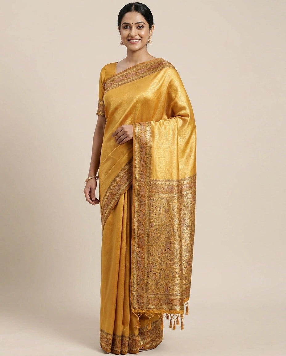 South Weave Saree with Woven Border - Rangoli India
