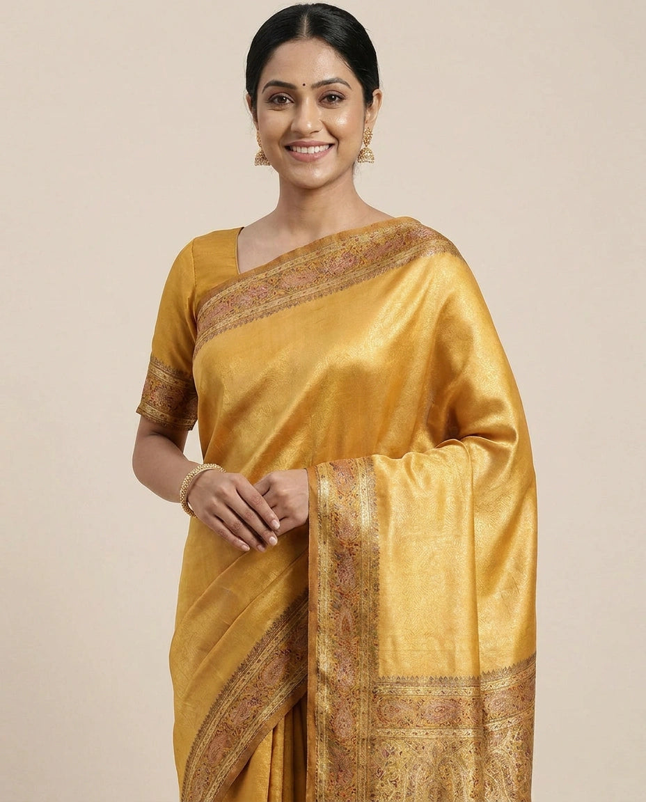 South Weave Saree with Woven Border - Rangoli India