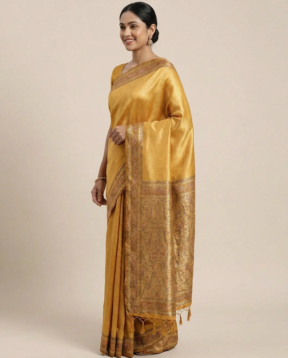 South Weave Saree with Woven Border - Rangoli India