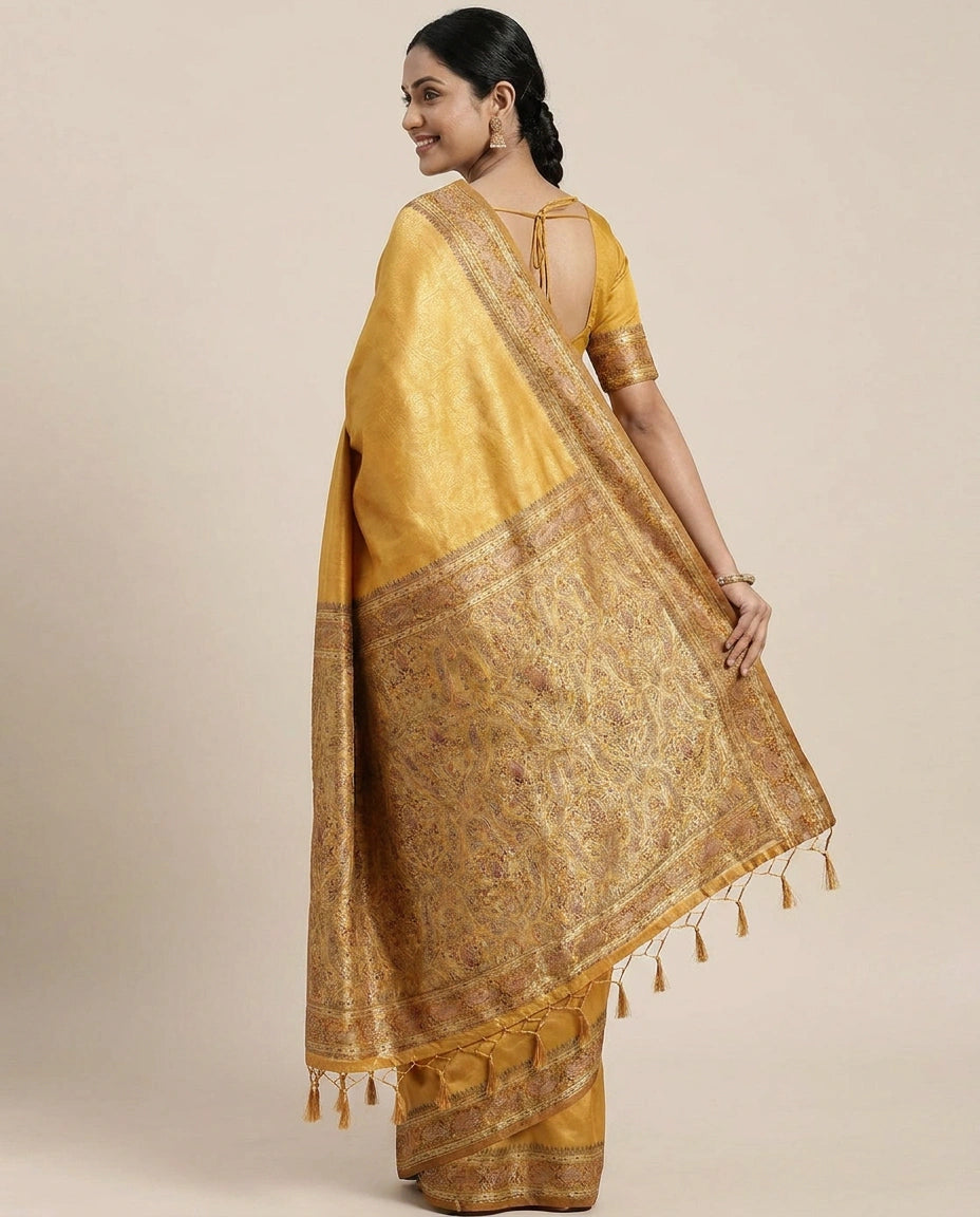 South Weave Saree with Woven Border - Rangoli India