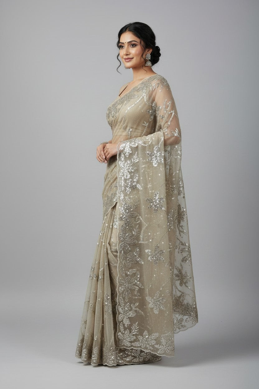 Handcrafted Tissue Embroidery Saree - Rangoli Sarees