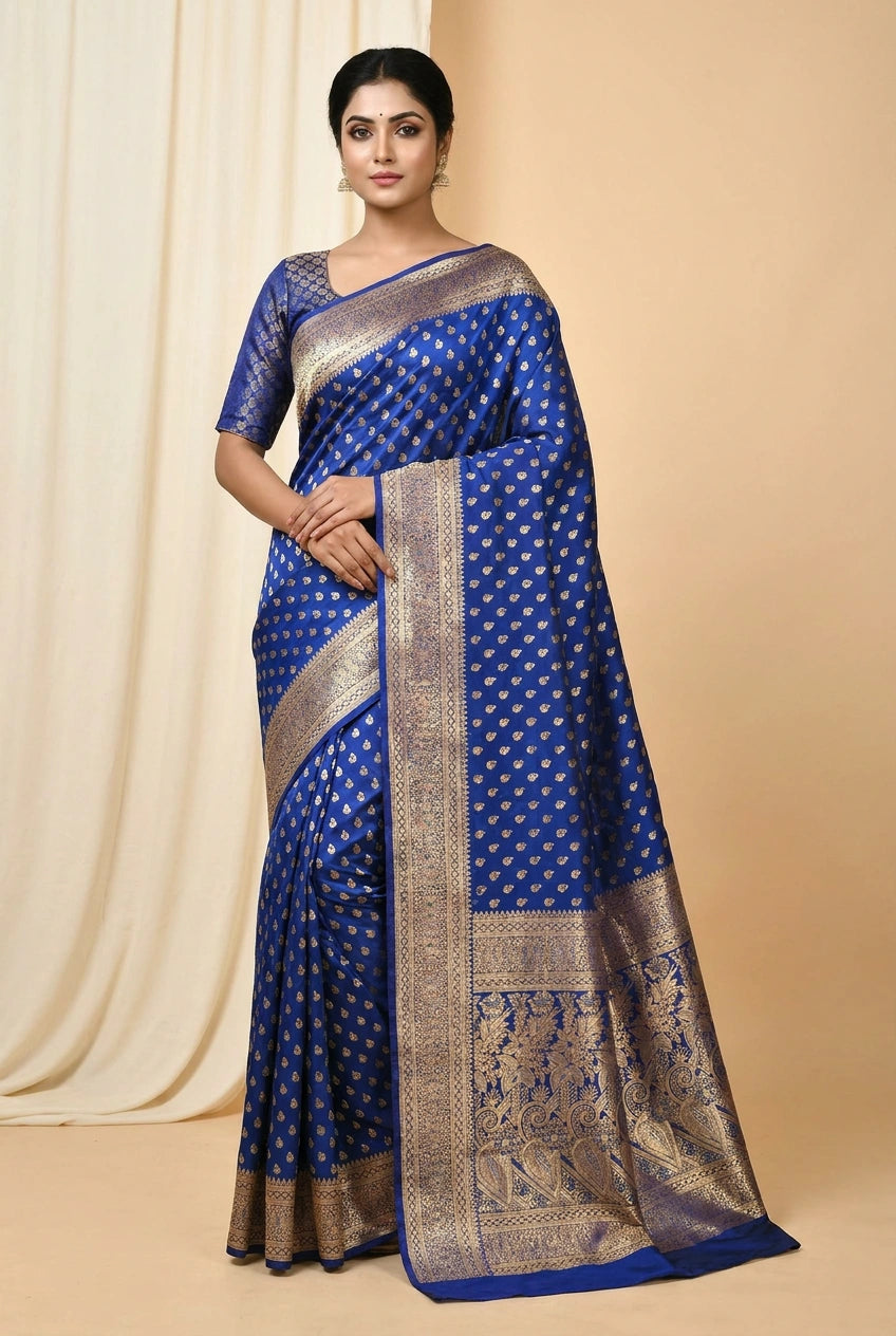 Firozi Green South Weave Silk Saree for Daily Puja Wear