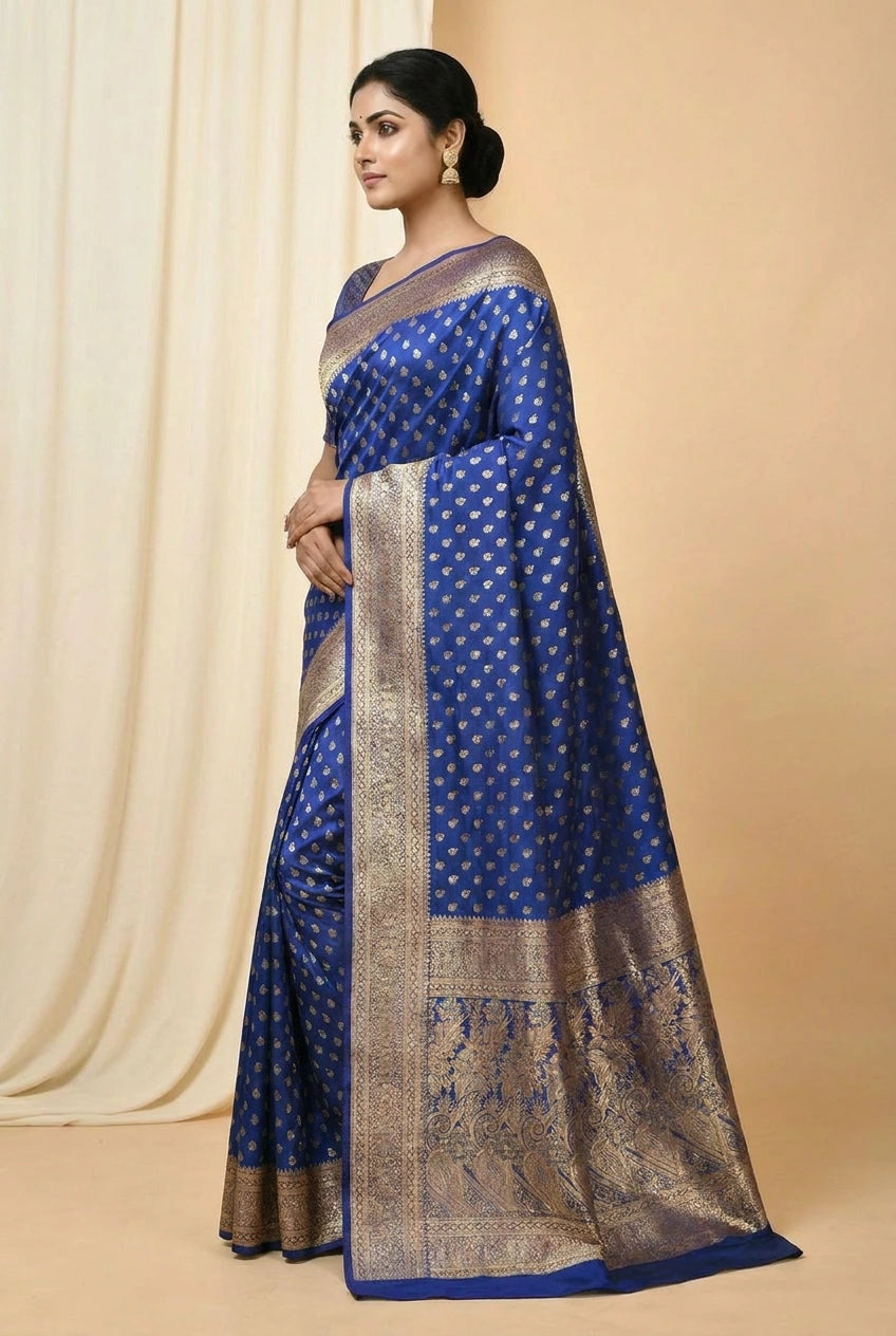 Firozi Green South Weave Silk Saree for Daily Puja Wear