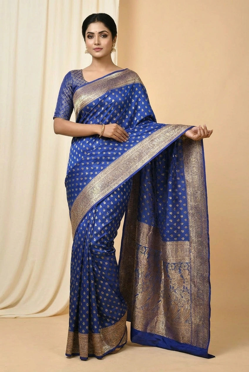 Firozi Green South Weave Silk Saree for Daily Puja Wear