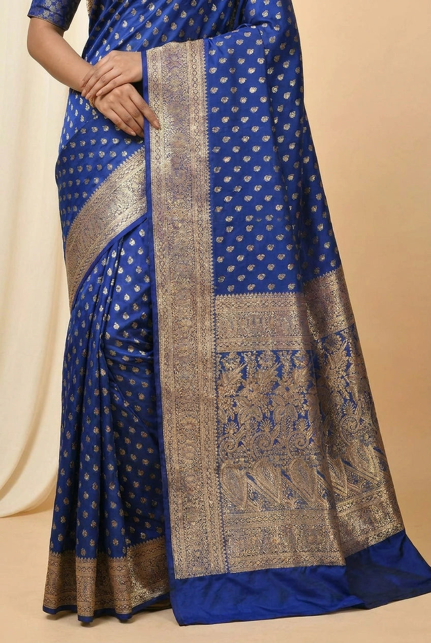 Firozi Green South Weave Silk Saree for Daily Puja Wear