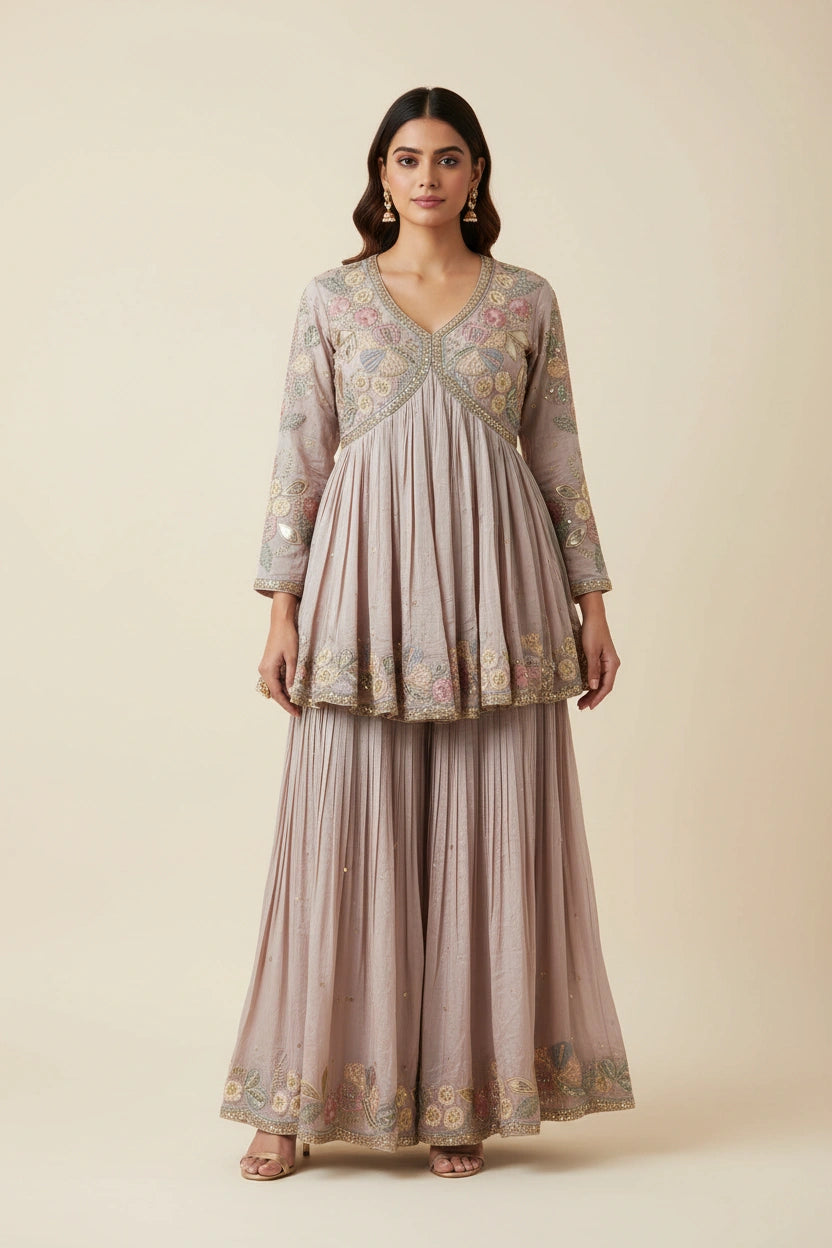 Festive Chinon Sharara Suit - Rangoli Sarees