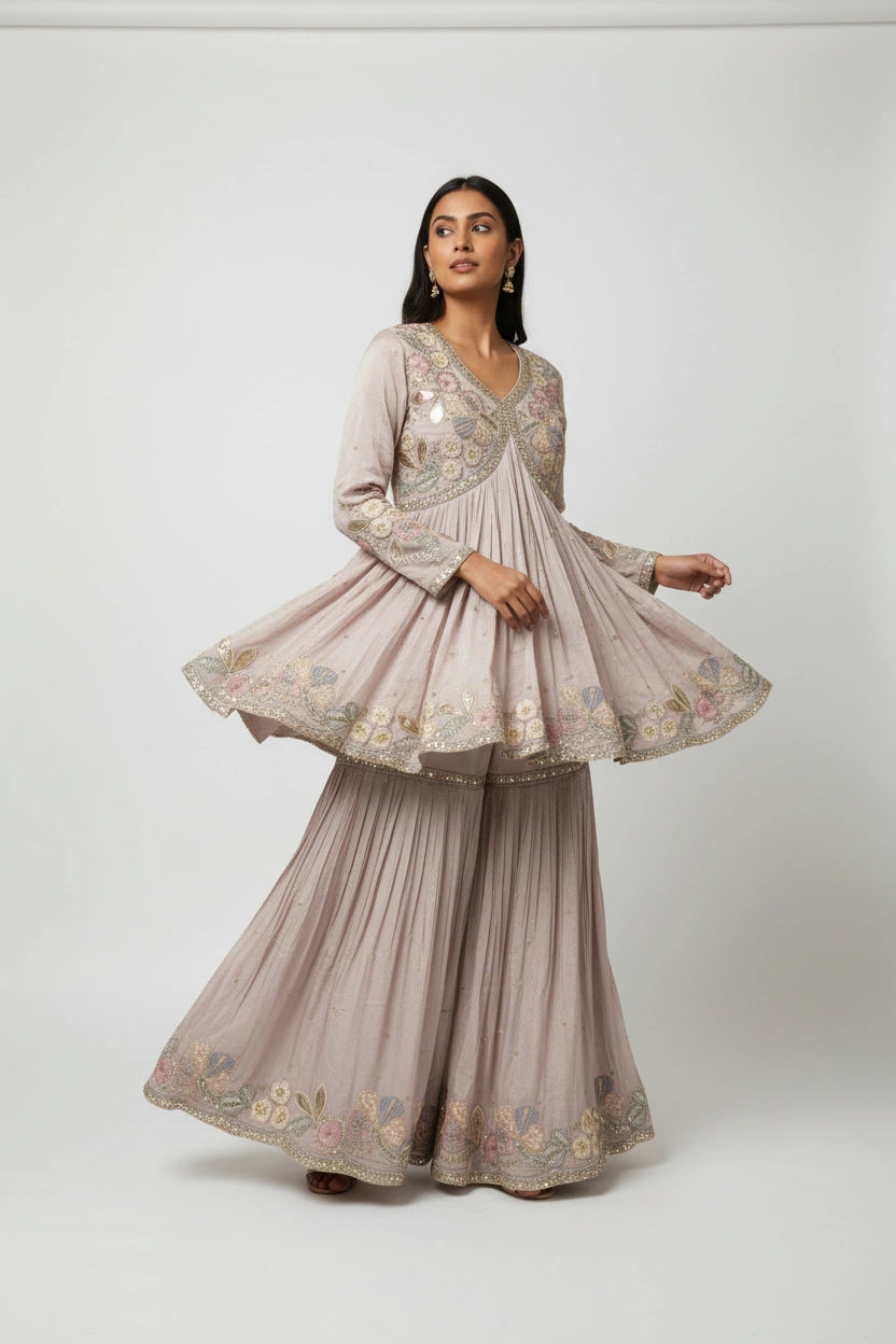Festive Chinon Sharara Suit - Rangoli Sarees