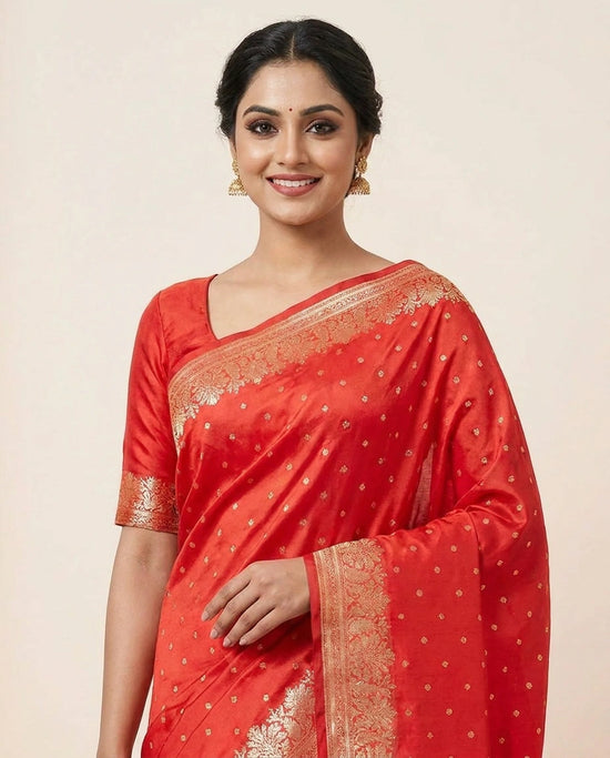 Mashru Silk Banarasi Saree with Zari Border for Women - Rangoli India