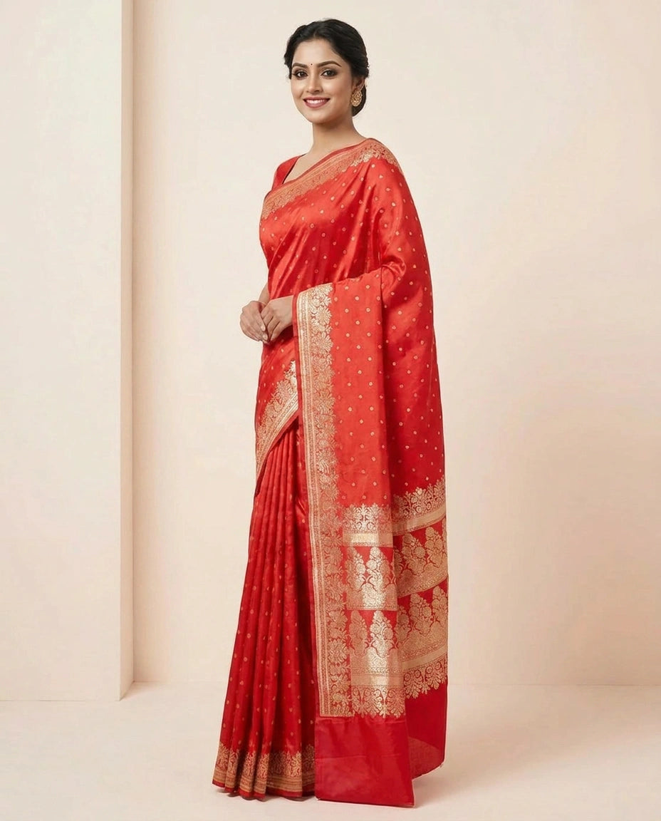 Mashru Silk Banarasi Saree with Zari Border for Women