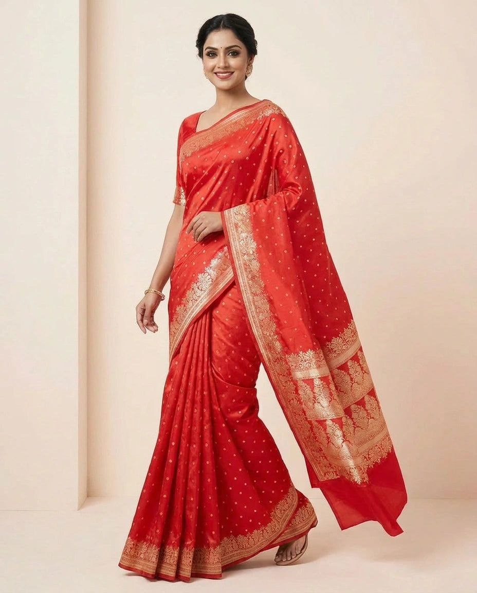 Mashru Silk Banarasi Saree with Zari Border for Women