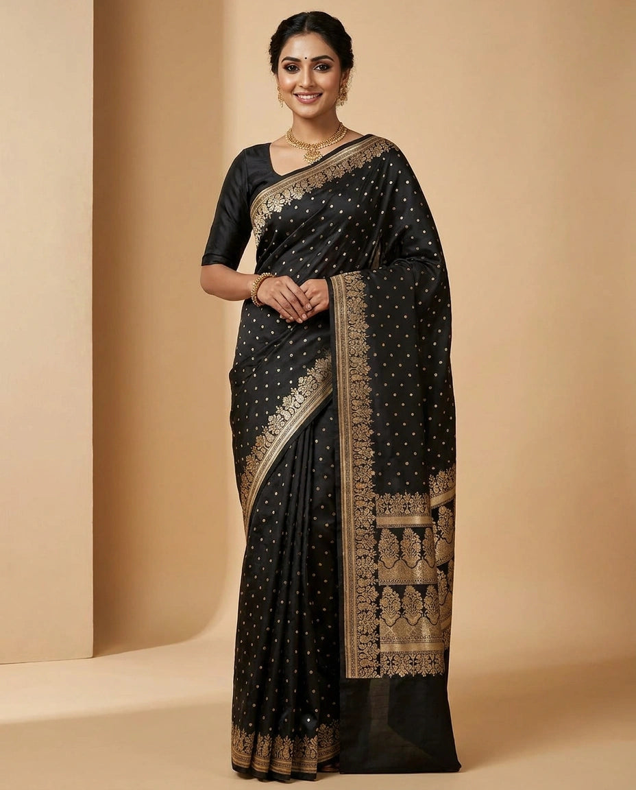 Mashru Silk Banarasi Saree with Zari Border for Women