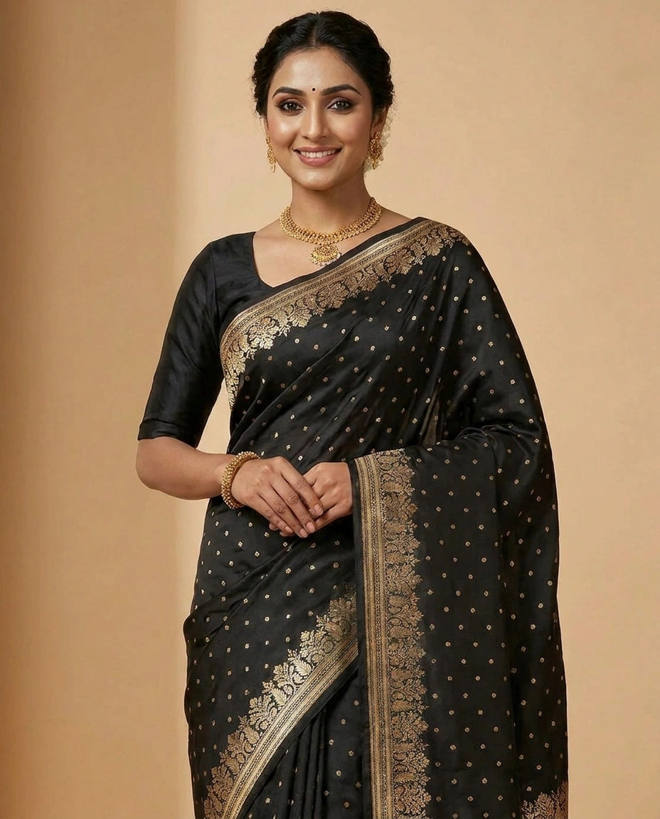 Mashru Silk Banarasi Saree with Zari Border for Women