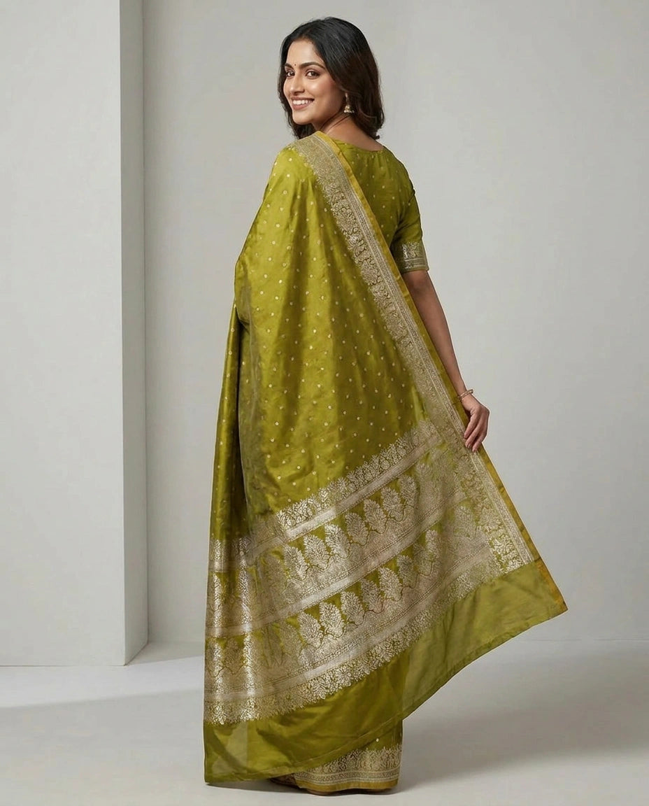 Mashru Silk Banarasi Saree with Zari Border for Women