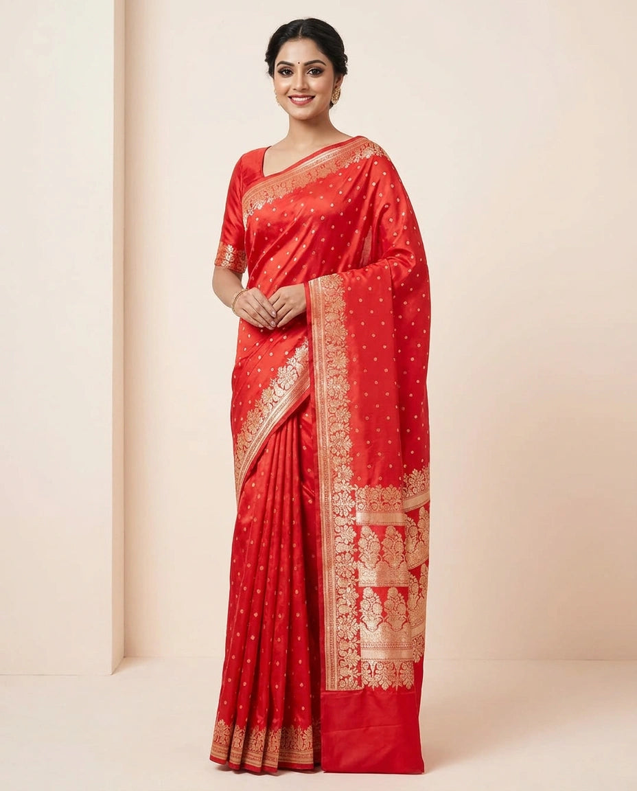 Mashru Silk Banarasi Saree with Zari Border for Women - Rangoli India