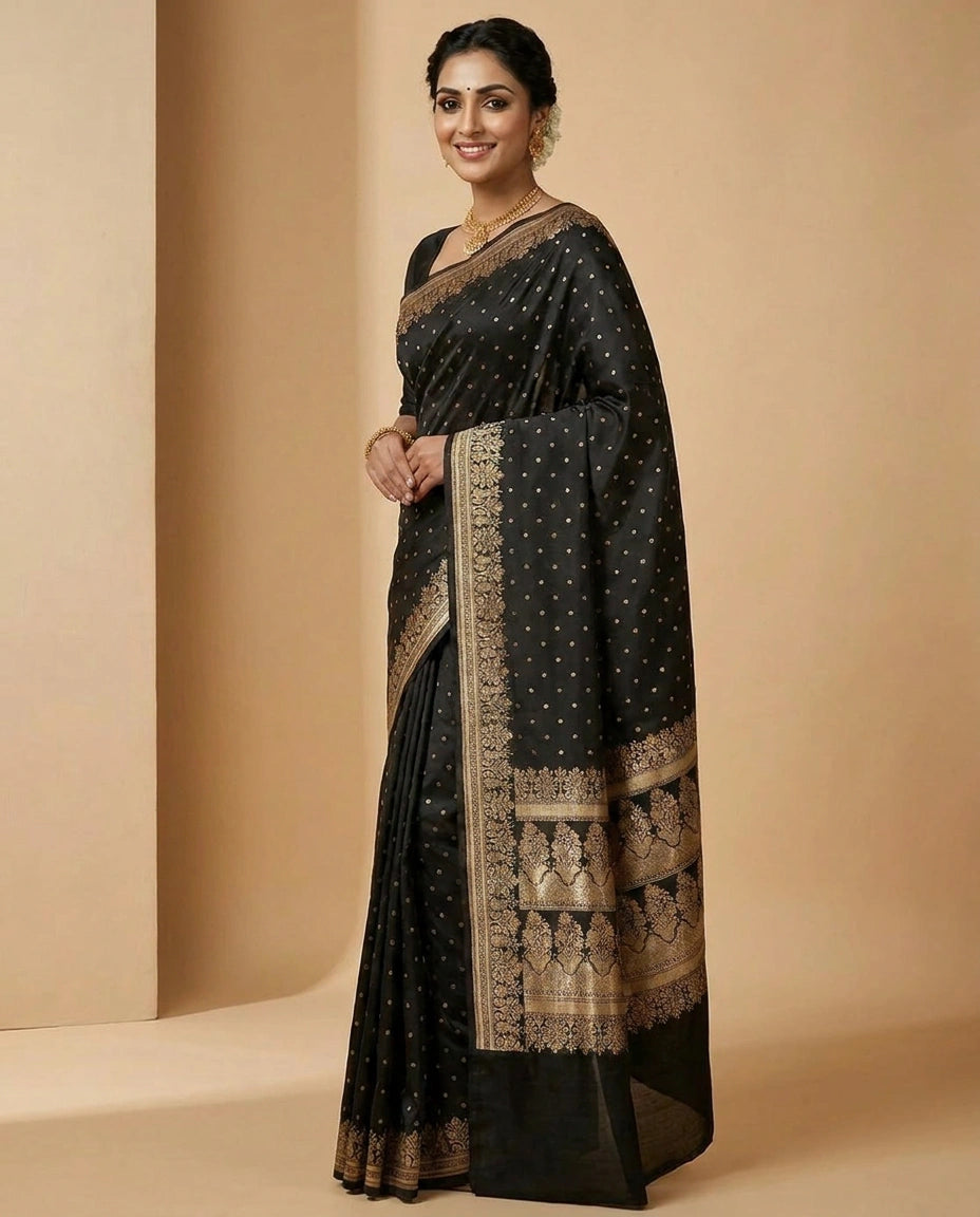 Mashru Silk Banarasi Saree with Zari Border for Women