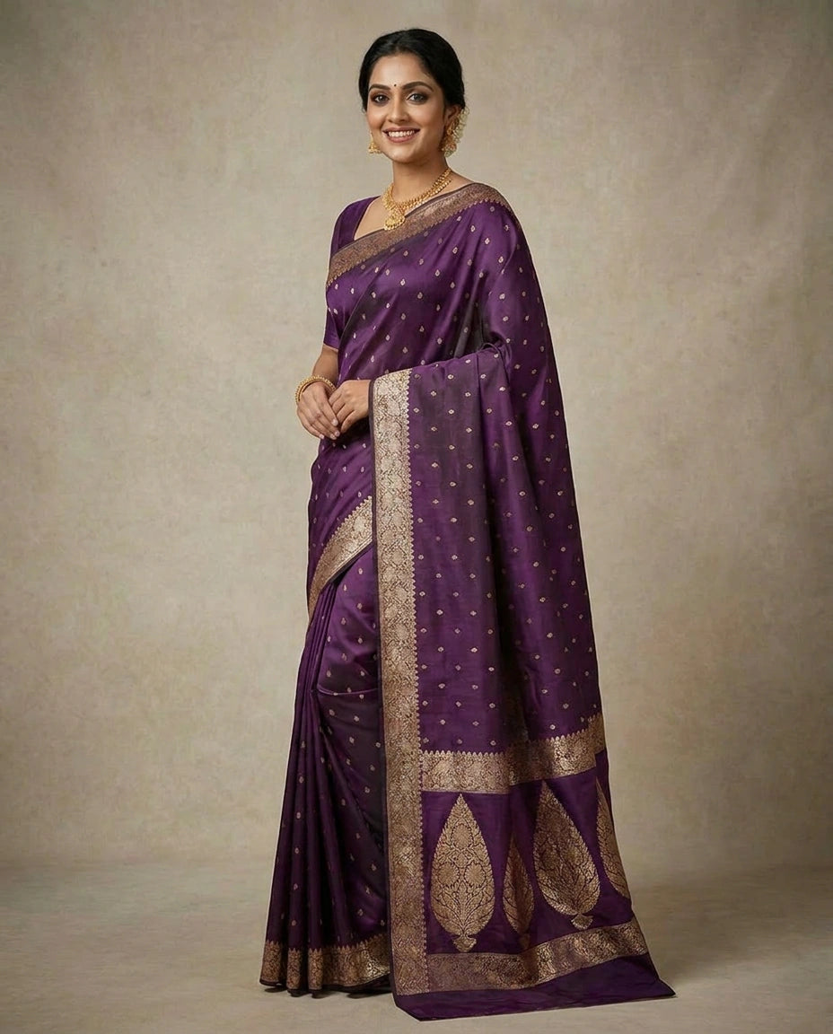 Mashru Silk Weave Banarasi Saree for Women - Festive Wear