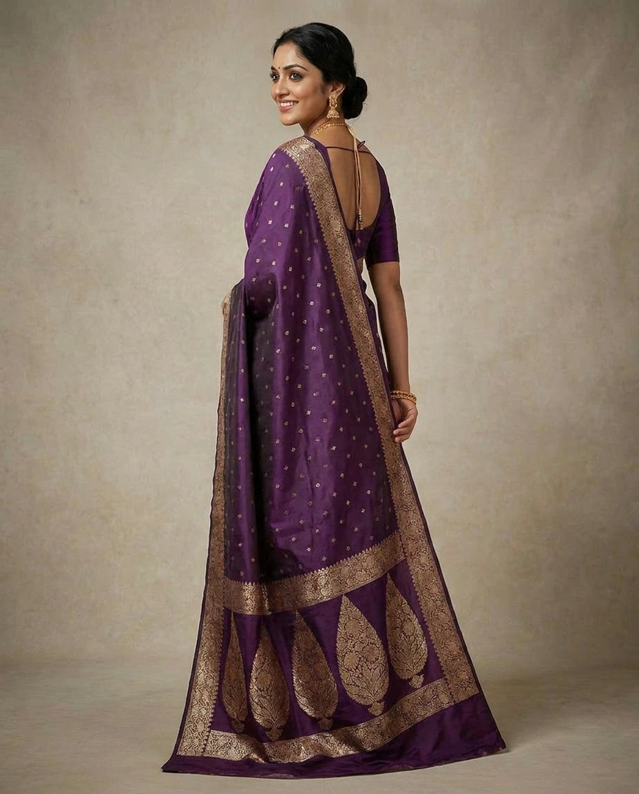 Mashru Silk Weave Banarasi Saree for Women - Festive Wear