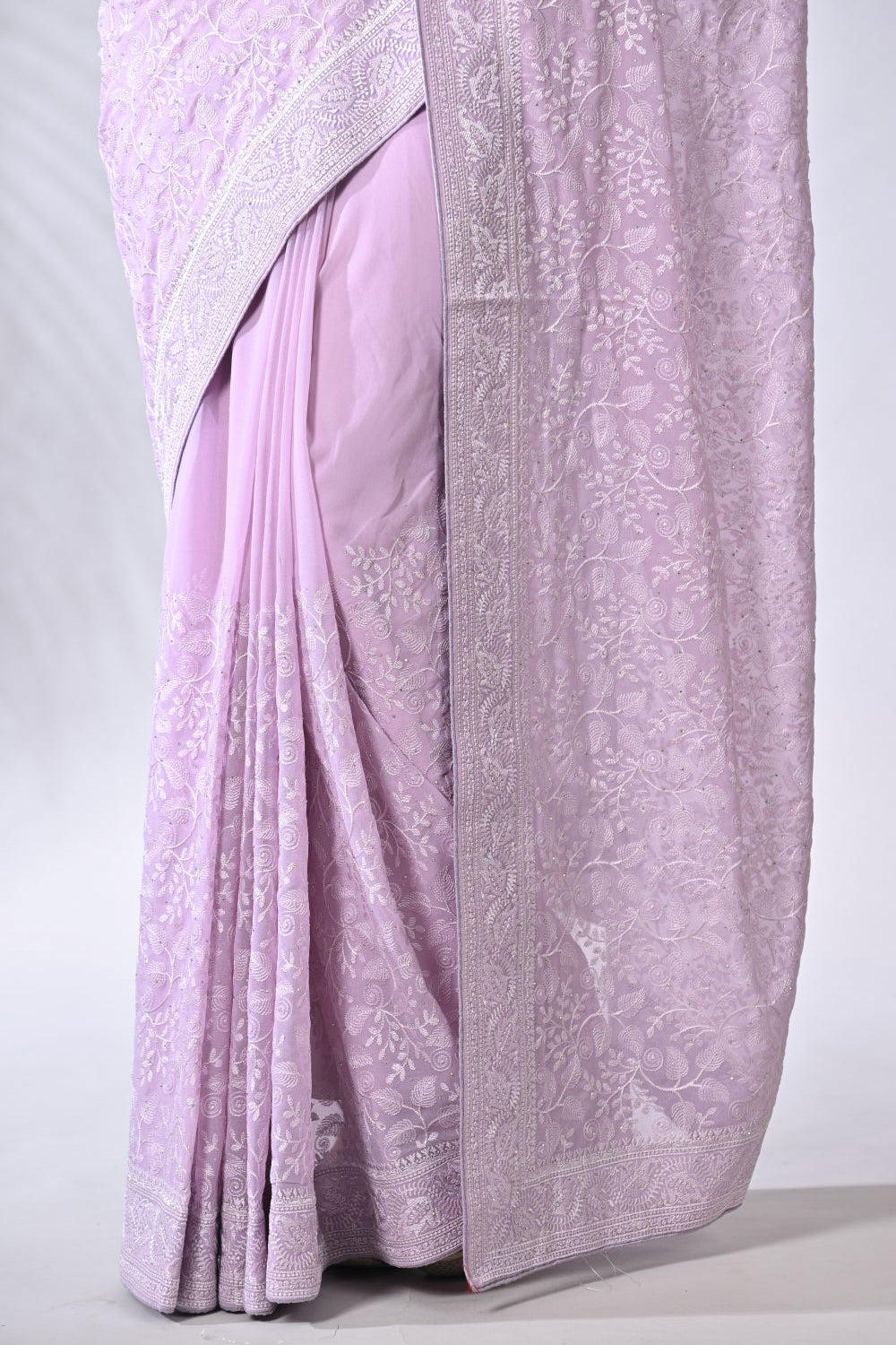 Mauve Georgette Embroidery Saree - georgette; synthetic Indian ethnic wear by Rangoli