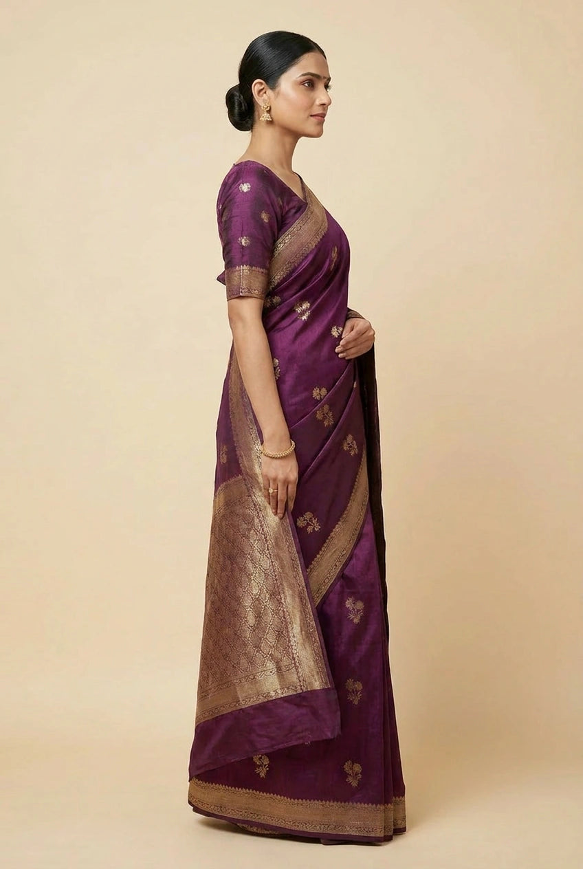 Katan Silk Banarasi Saree with Shikargah Motif for Family Function