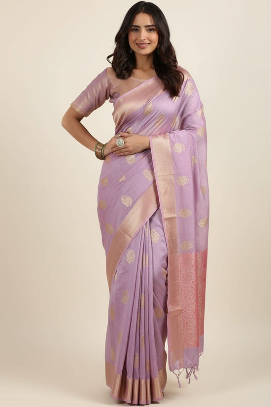 Handcrafted Chanderi Silk Banarasi Silk Saree - Pink | Rangoli