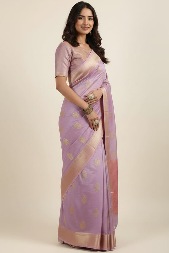 Handcrafted Chanderi Silk Banarasi Silk Saree - Off White | Rangoli