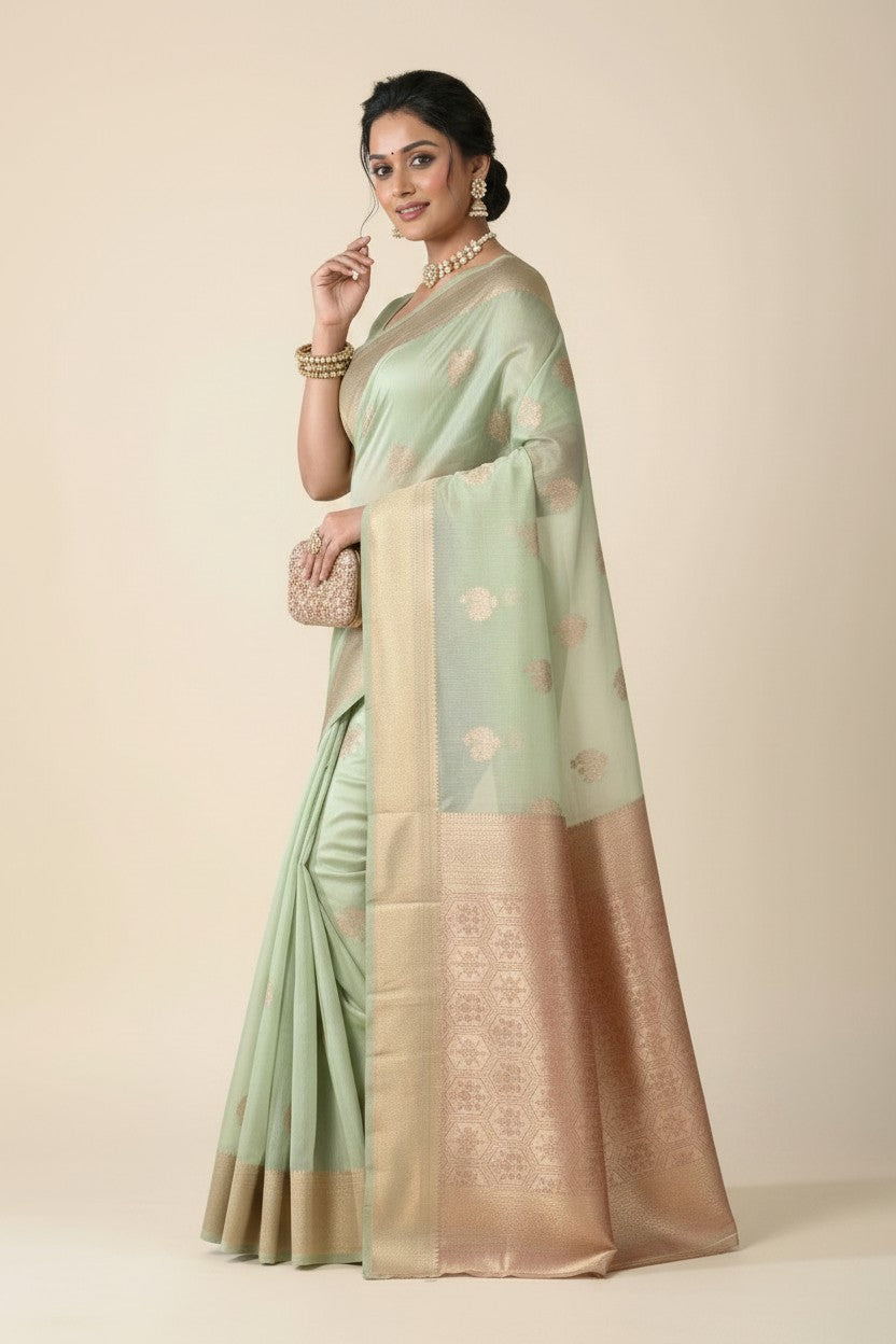 Handcrafted Chanderi Silk Banarasi Silk Saree - Mauve | Rangoli
