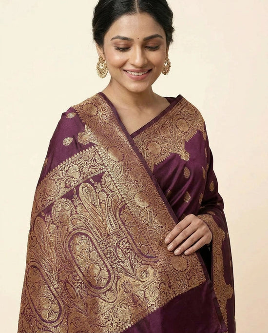 Heritage Katan Silk Banarasi Saree with Woven Zari Brocade view 2
