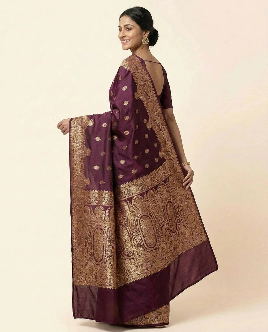 Heritage Katan Silk Banarasi Saree with Woven Zari Brocade view 4