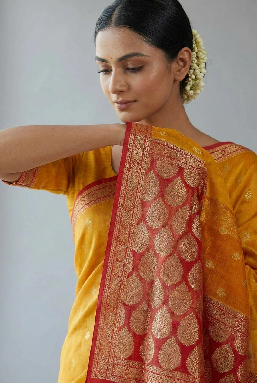 Heritage Cotton Linen Banarasi Saree