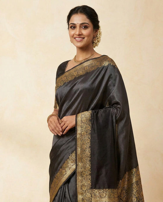 Silk Katan Banarasi Saree with Woven Hem - Rangoli India
