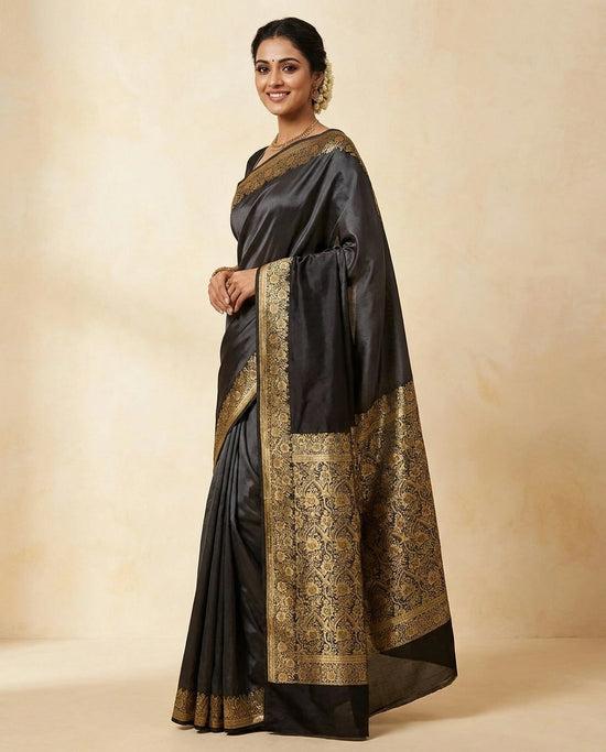 Silk Katan Banarasi Saree with Woven Hem - Rangoli India