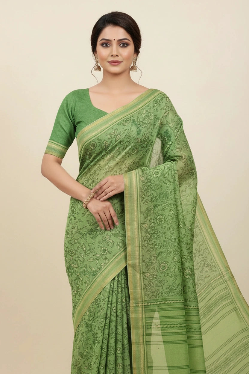 Everyday Lightweight Chiffon Printed Saree - polyester Indian ethnic wear by Rangoli