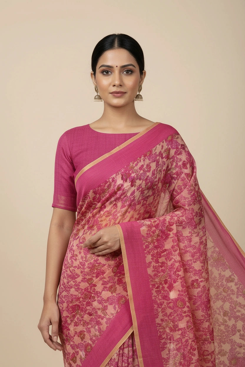 Everyday Lightweight Chiffon Printed Saree - polyester Indian ethnic wear by Rangoli