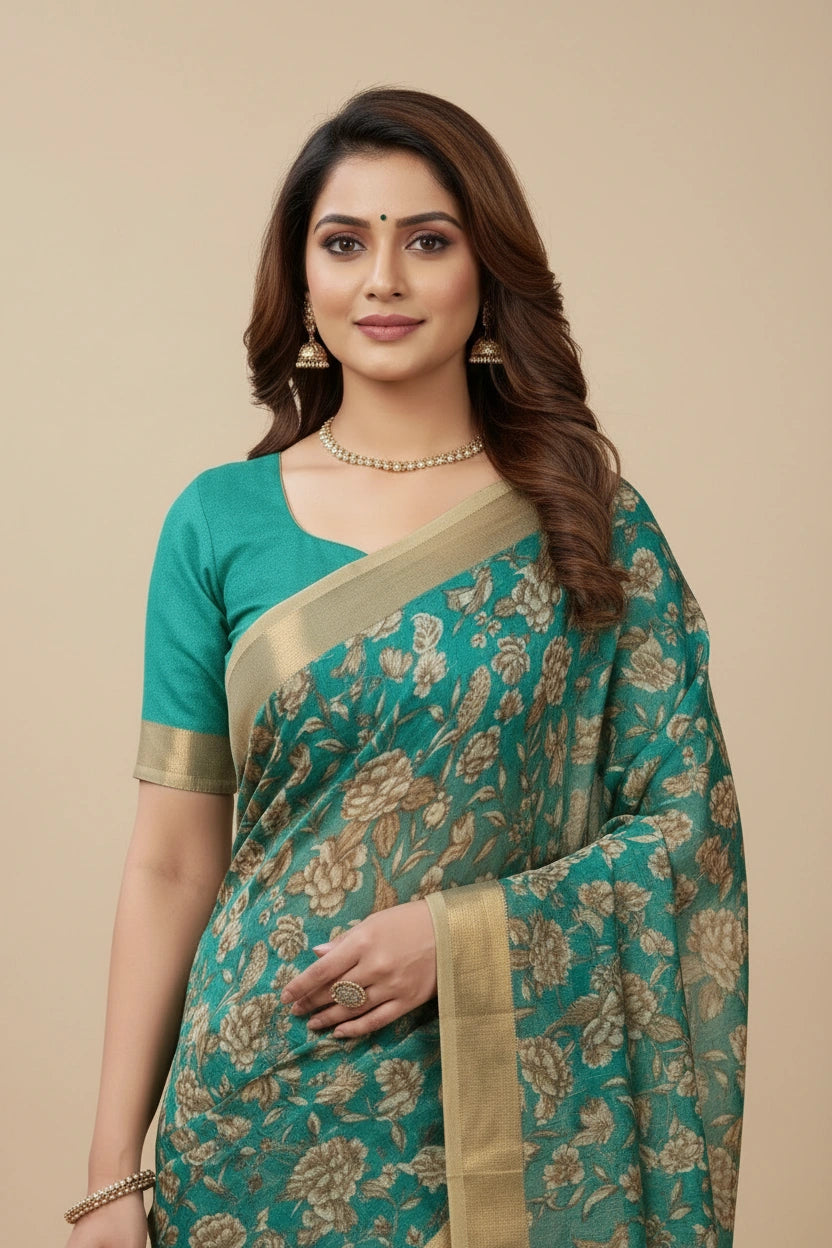 Everyday Lightweight Chiffon Printed Saree - polyester Indian ethnic wear by Rangoli