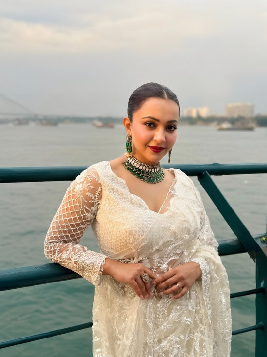 White Floral Lace Saree and Designer Party Wear Saree for Women