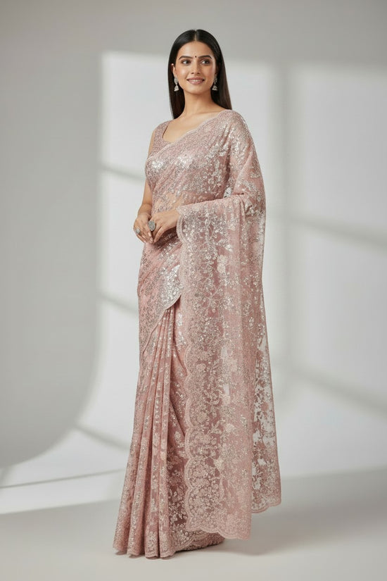 Premium Embroidered Saree with Designer Blouse - Sky Blue | Rangoli