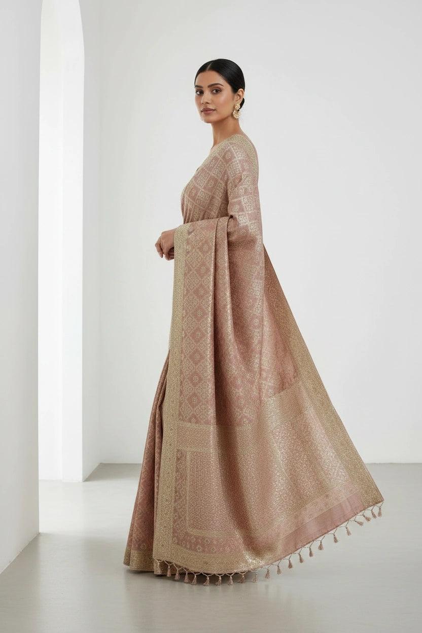 Organza Embroidered Saree with Thread Work for Sangeet Wear