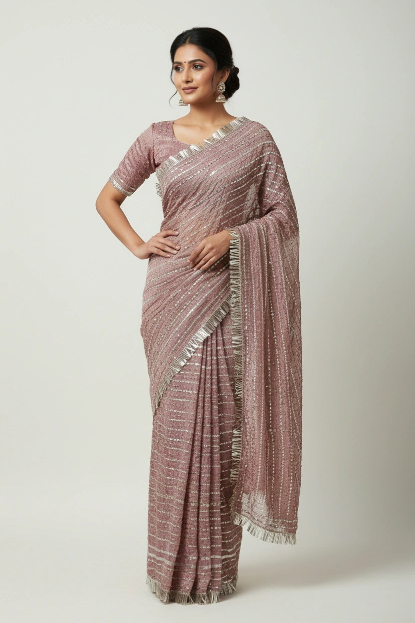Handcrafted Tissue Embroidery Saree - Rangoli Sarees