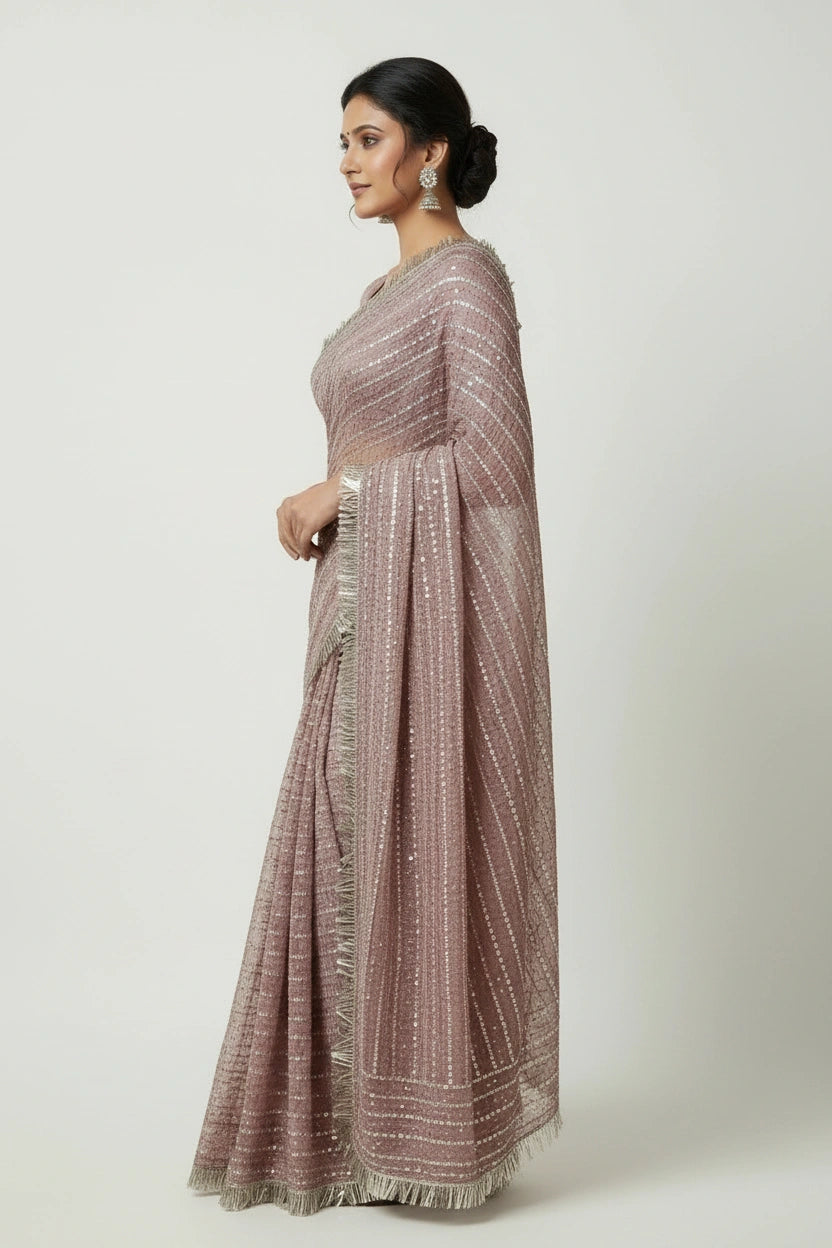 Handcrafted Tissue Embroidery Saree - Tissue Indian ethnic wear by Rangoli