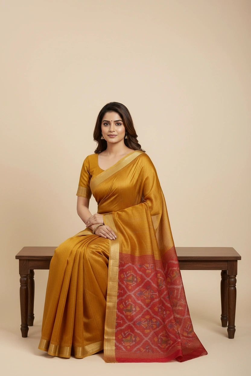 Handcrafted Cotton Linen Bengal Cotton Saree - Maroon/Black | Rangoli