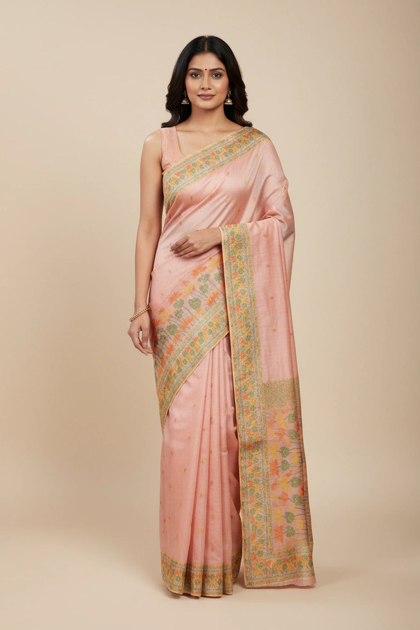 Handloom Cotton Linen Bengal Silk Saree - Rangoli Sarees