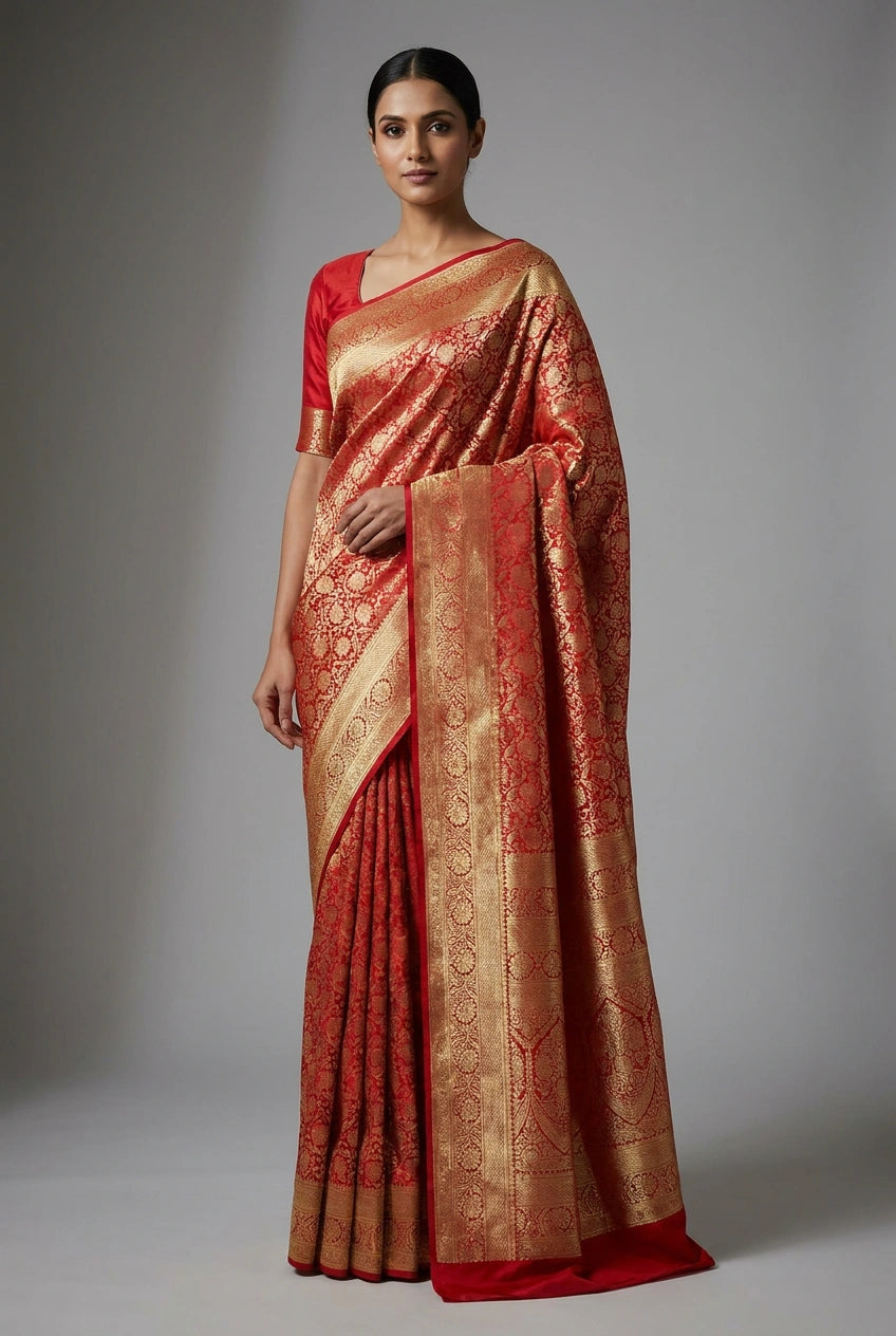 Katan Silk South Saree with South Border for Family Function