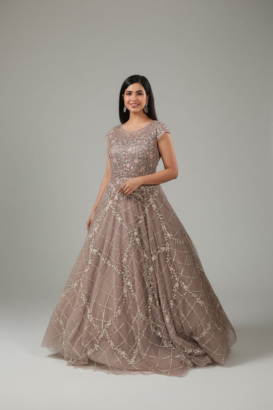 Premium Embroidered Net Suit Gown | Rangoli