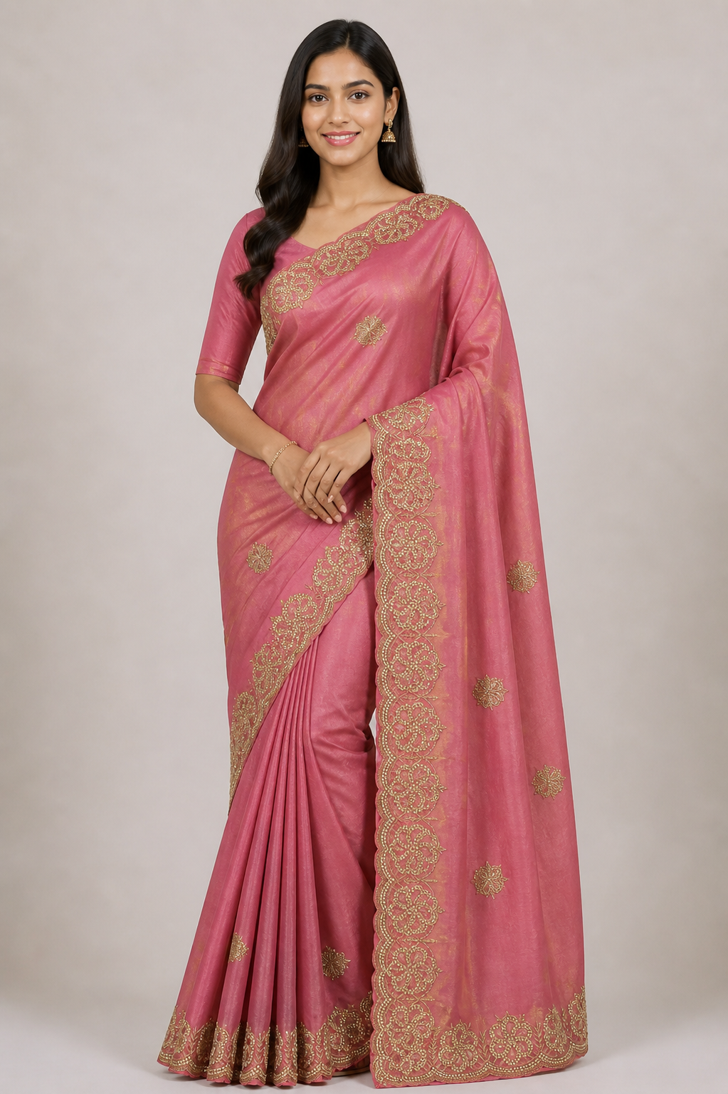 Embroidered Tissue Silk Saree