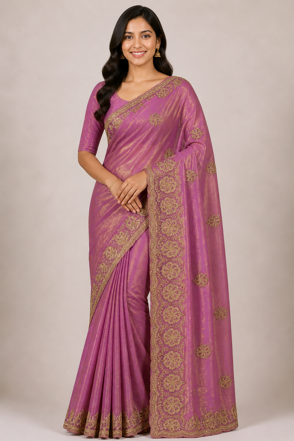Embroidered Tissue Silk Saree