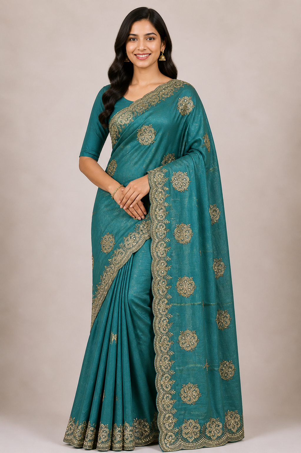 Embroidered Tissue Silk Saree