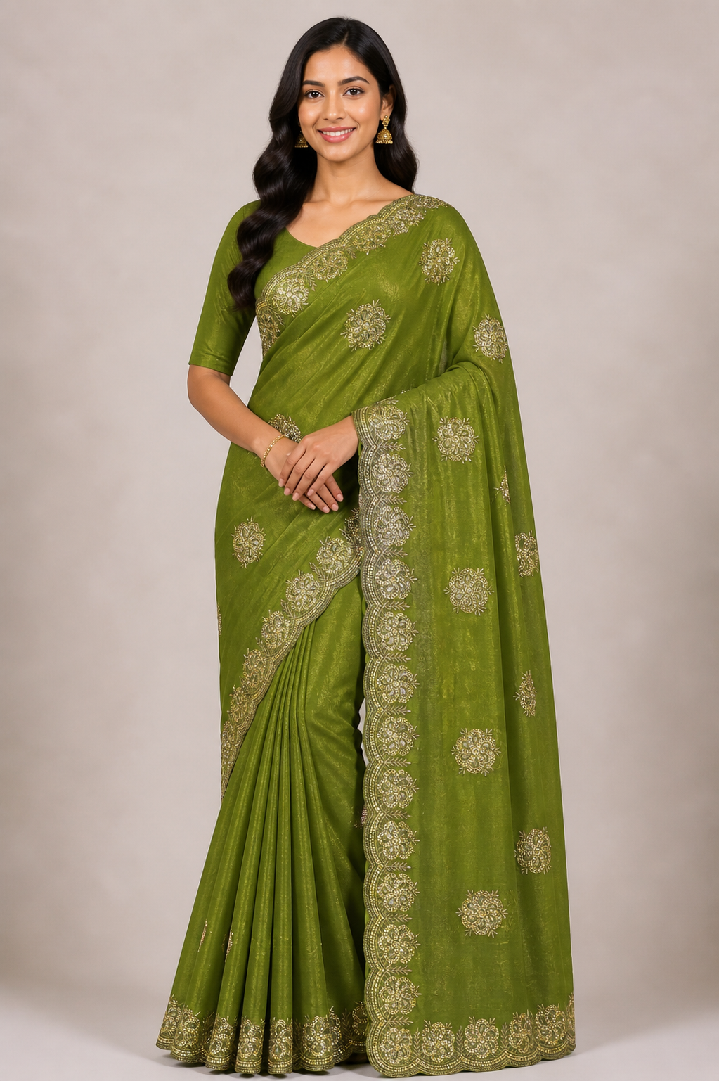 Embroidered Tissue Silk Saree